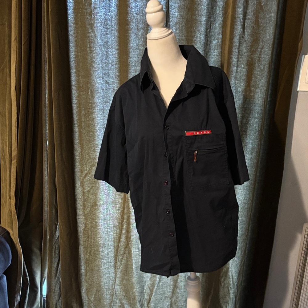 Prada Black Short-Sleeve Button-Up Shirt